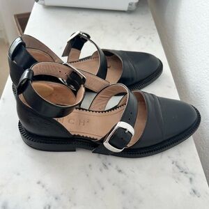 Black leather inch 2 Mary Jane sandals